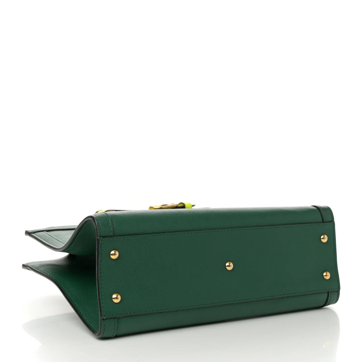 Wonka Grain Calfskin Small Diana Tote Bag Green Yellow Fluo