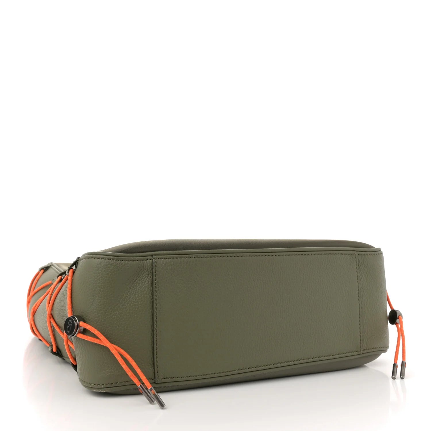 X SACAI Grained Calfskin Technical Fabric Saddle Tote Olive Navy Blue