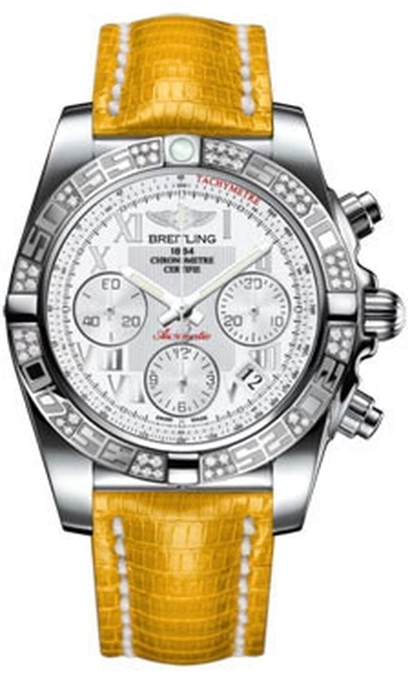 '- Chronomat 41 Steel Diamond Bezel - Lizard Strap