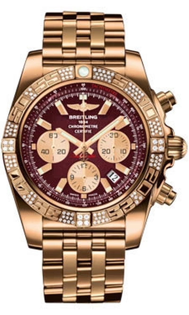 '- Chronomat 44 Rose Gold Diamond Bezel - Pilot Bracelet