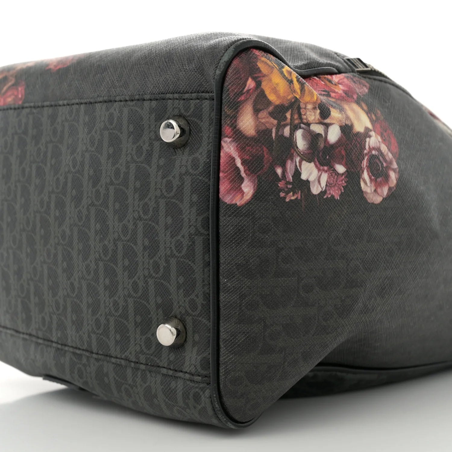 X Toru Kamei Coated Canvas Floral Skull Sling Backpack Grey Multicolor