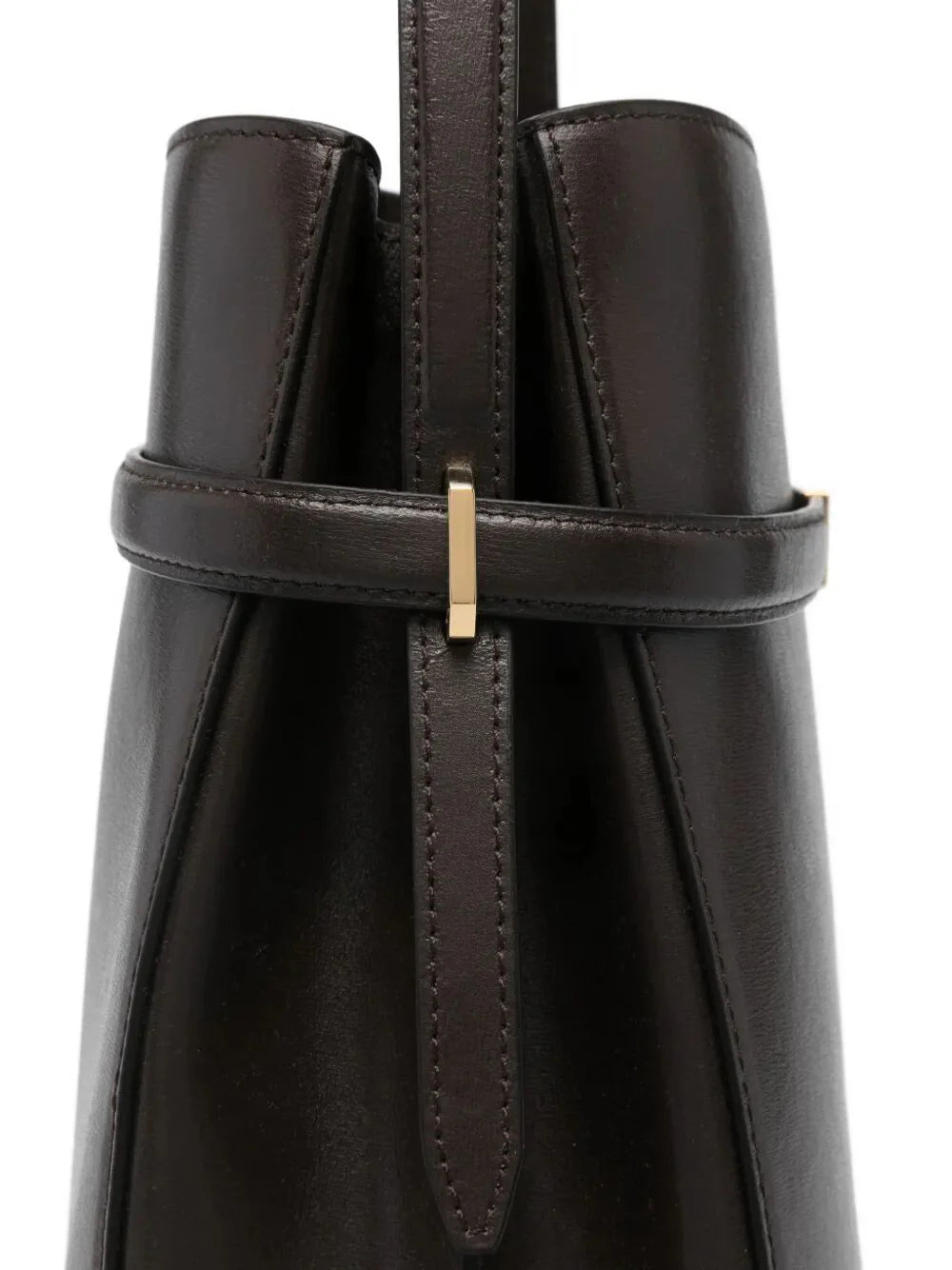 "BELTED LEATHER" BUCKET BAG