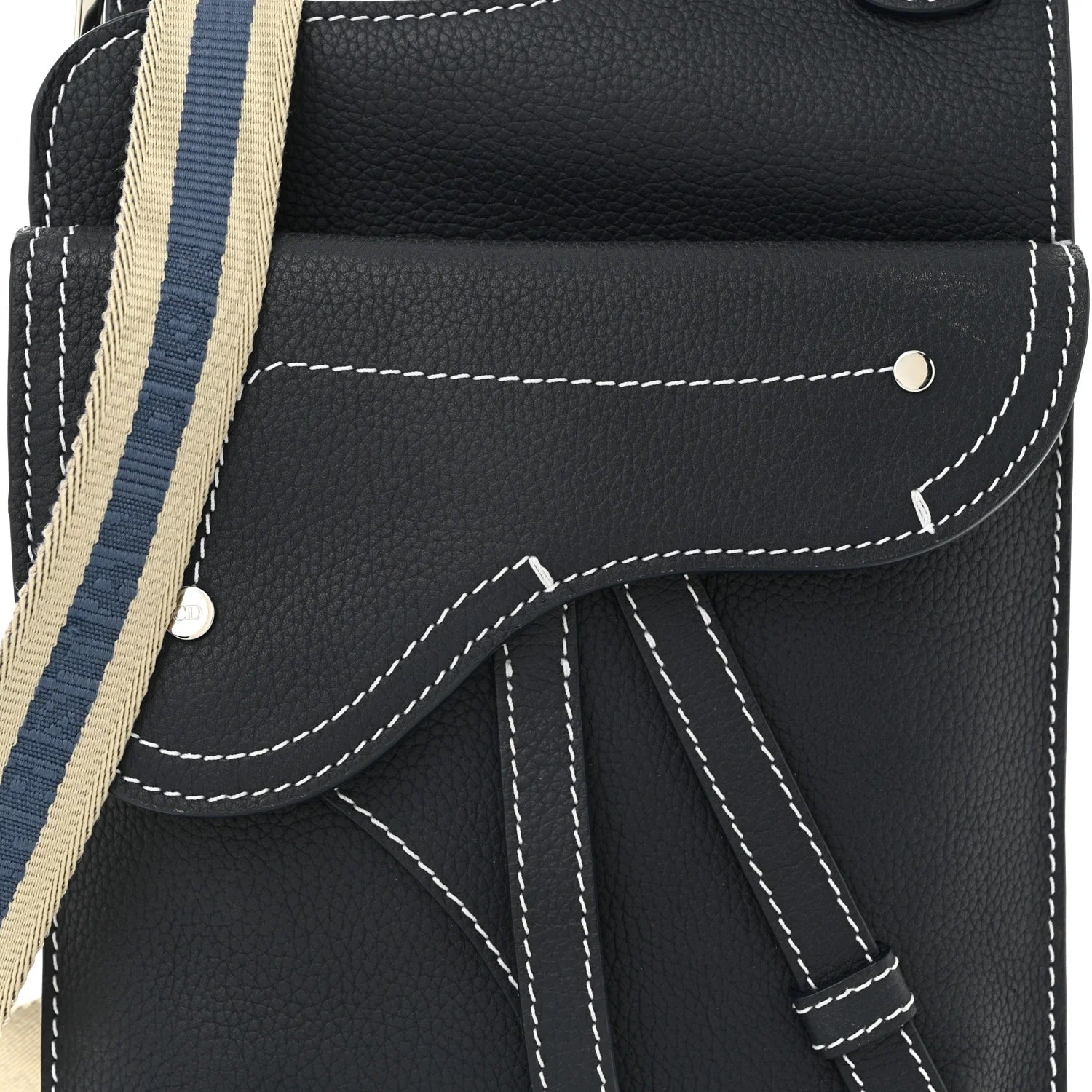 X KAWS Grained Calfskin Saddle Pouch Blue Multicolor