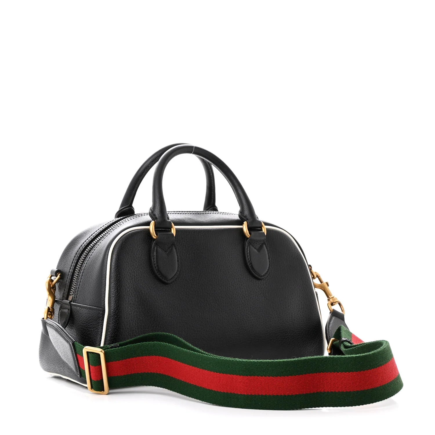 X adidas Textured Dollar Calfskin Web Trefoil Logo Embossed Mini Bowling Bag Black off White