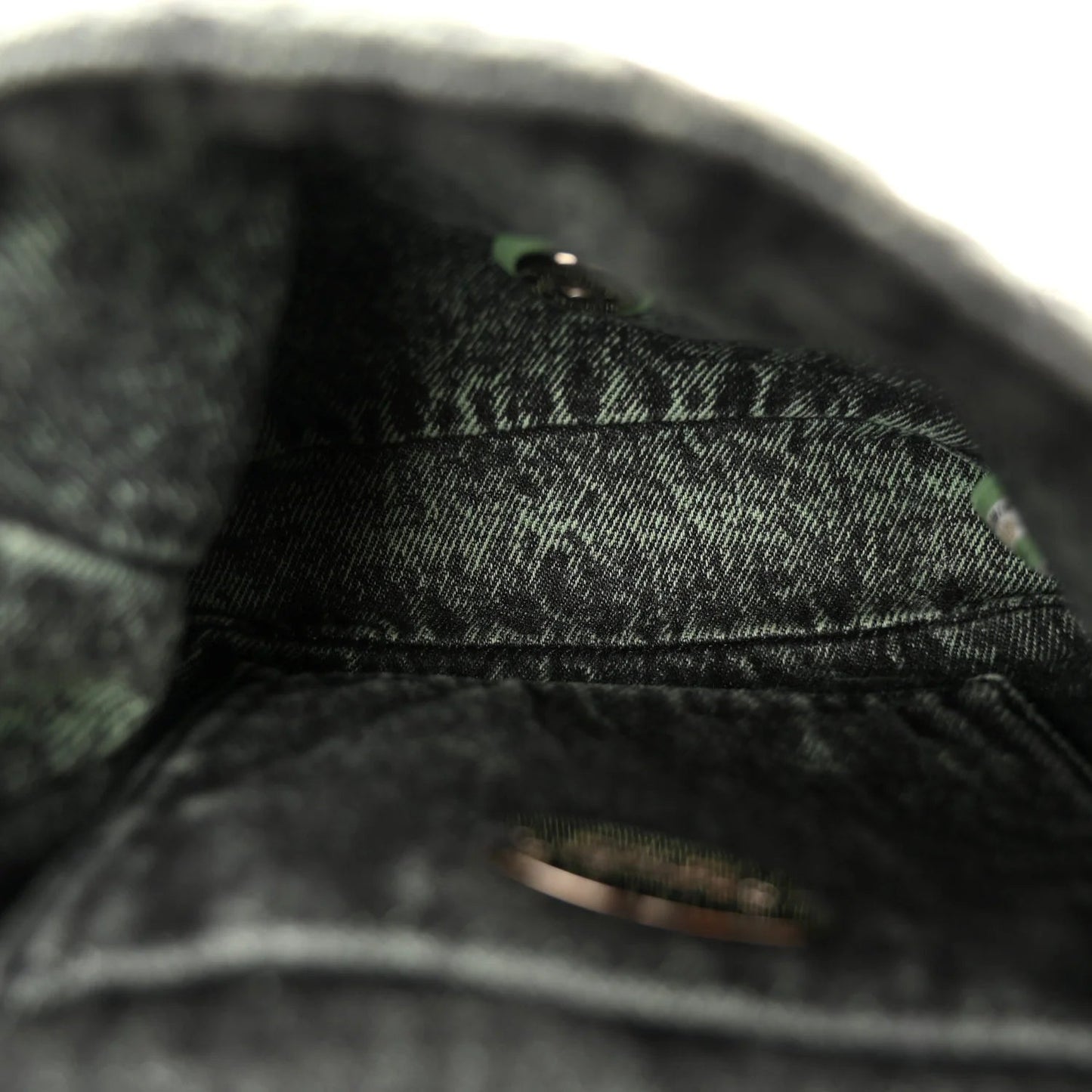 Washed Denim Quilted Small Denimpression Flap Green Black