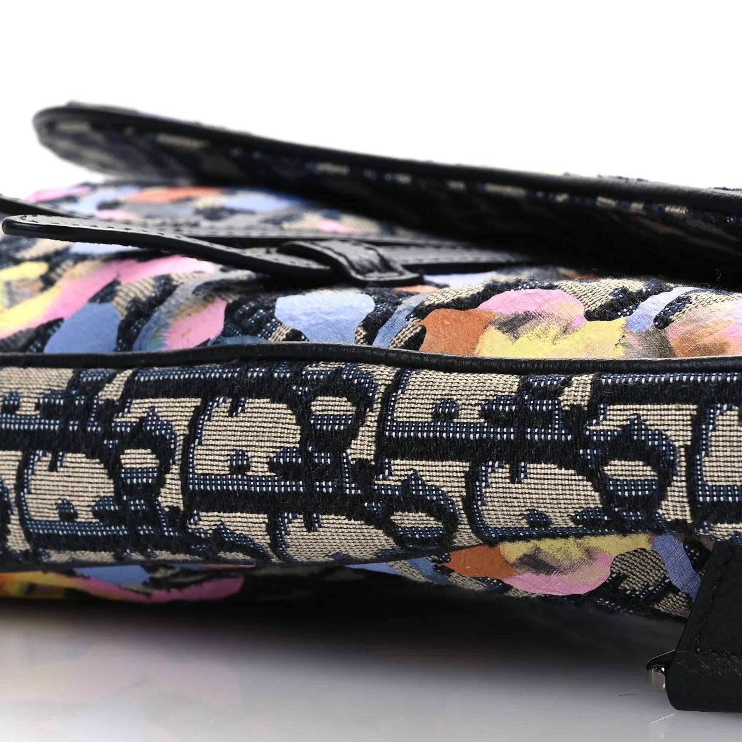 X ALEX FOXOTN Oblique Floral Print Mens Saddle Bag Blue Multicolor