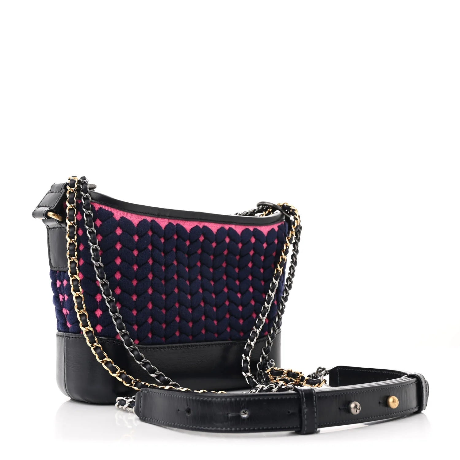 Wool Calfskin Small Gabrielle Hobo Dark Navy