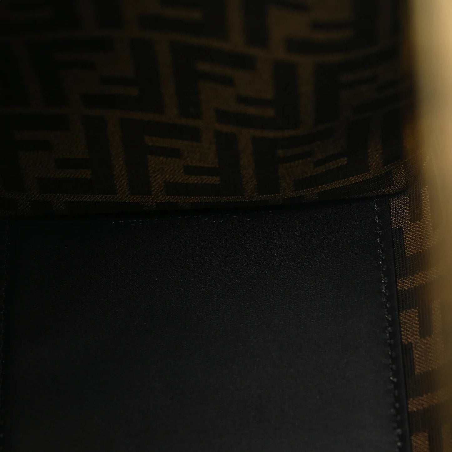 X VERSACE Calfskin Plexiglass Fendace FF Baroque Print Medium  Sunshine Shopper Tote Black Gold