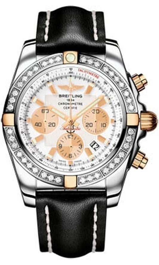 '- Chronomat 44 Two-Tone 40 Diamond Bezel - Leather Strap
