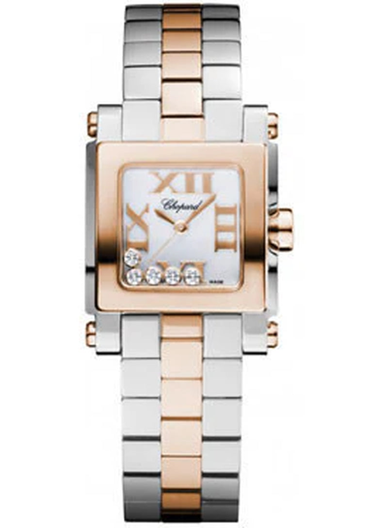 '- Happy Sport - Square Mini - Stainless Steel and Rose Gold