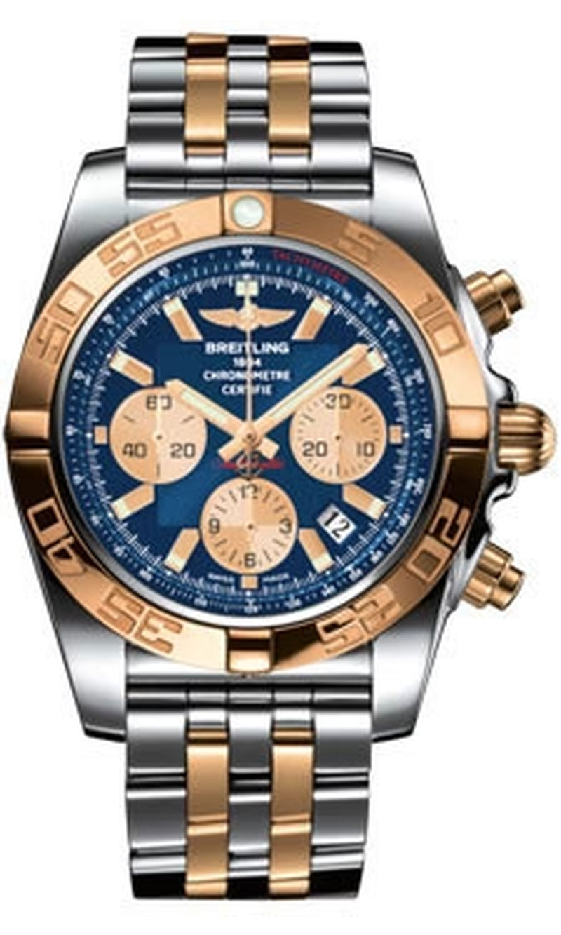 '- Chronomat 44 Steel and Rose Gold Polished Bezel - Pilot Two Tone Bracelet
