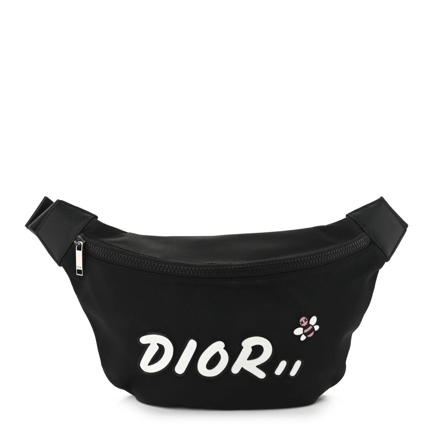 X KAWS Nylon Calfskin Bee Belt Bag Black