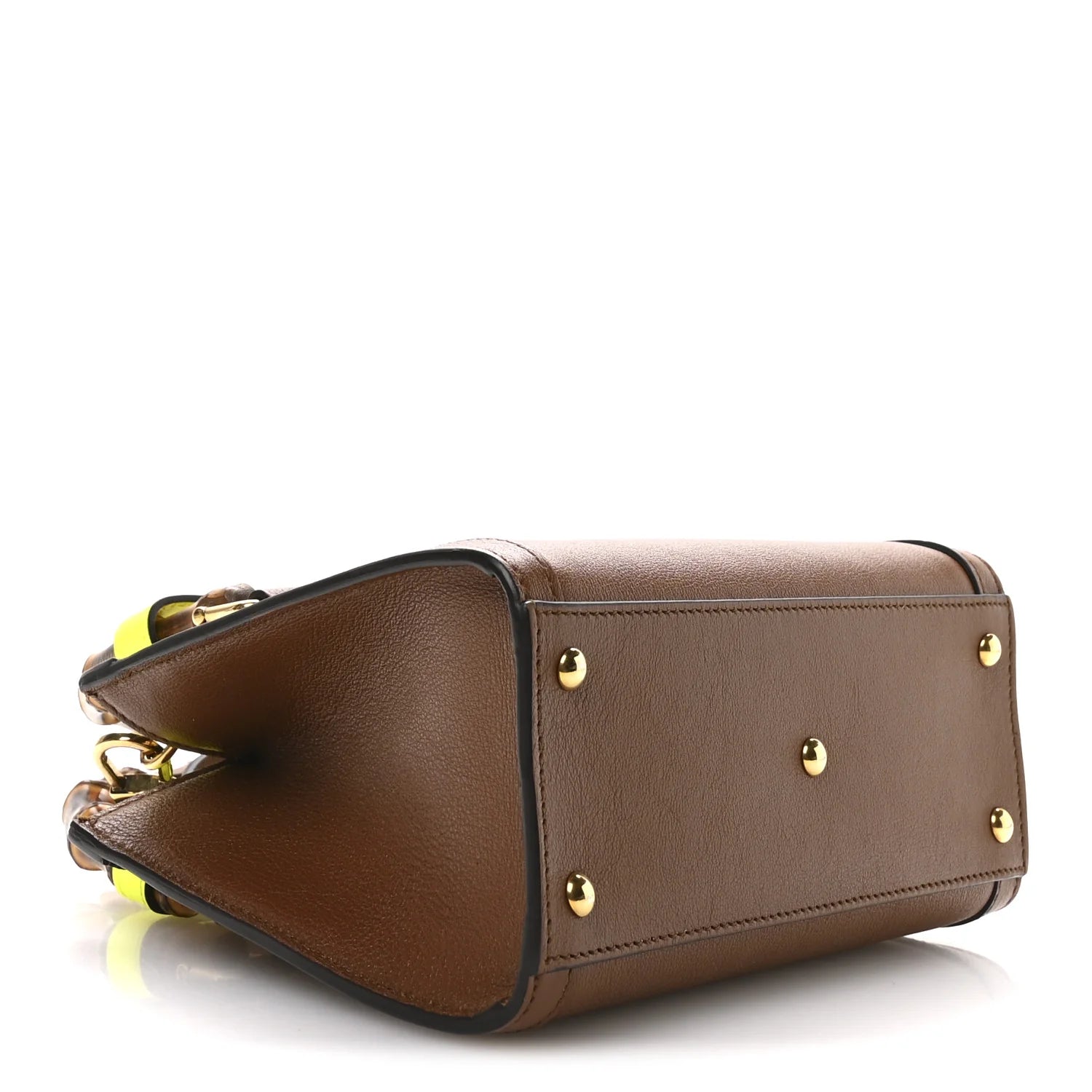 Wonka Grain Calfskin Mini Diana Tote Bag Cuir Yellow Fluo