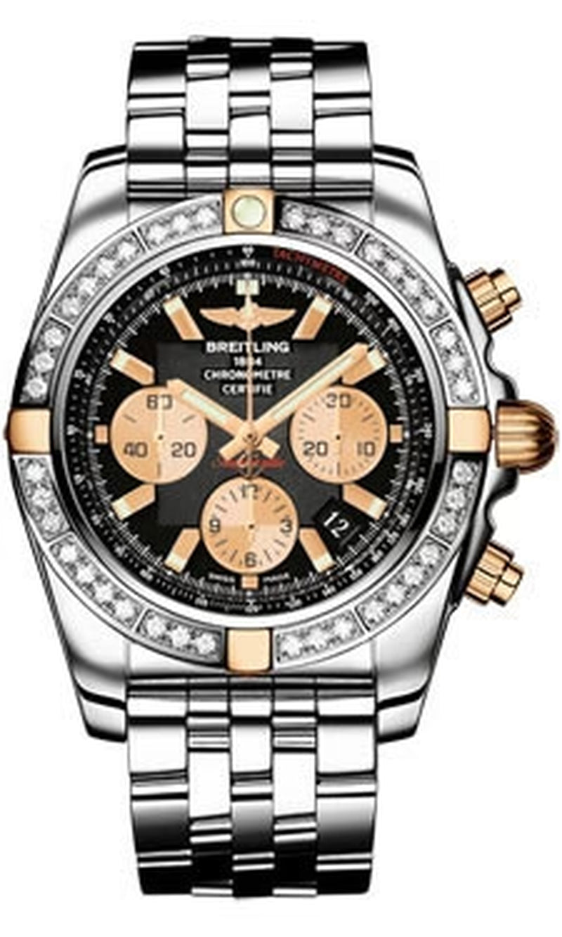 '- Chronomat 44 Two-Tone 40 Diamond Bezel - Pilot Steel Bracelet