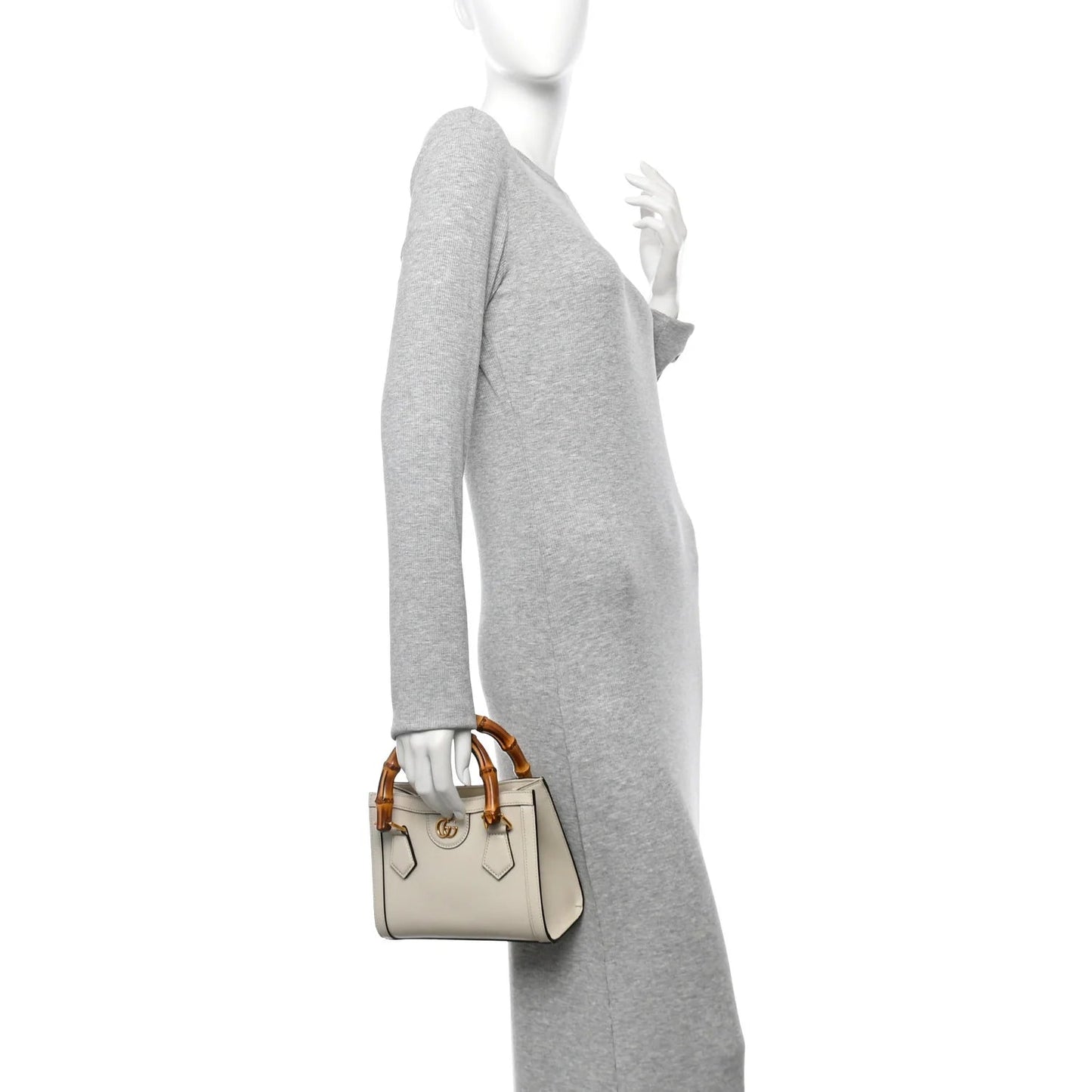 Wonka Grain Calfskin Mini Diana Tote Bag Mystic White