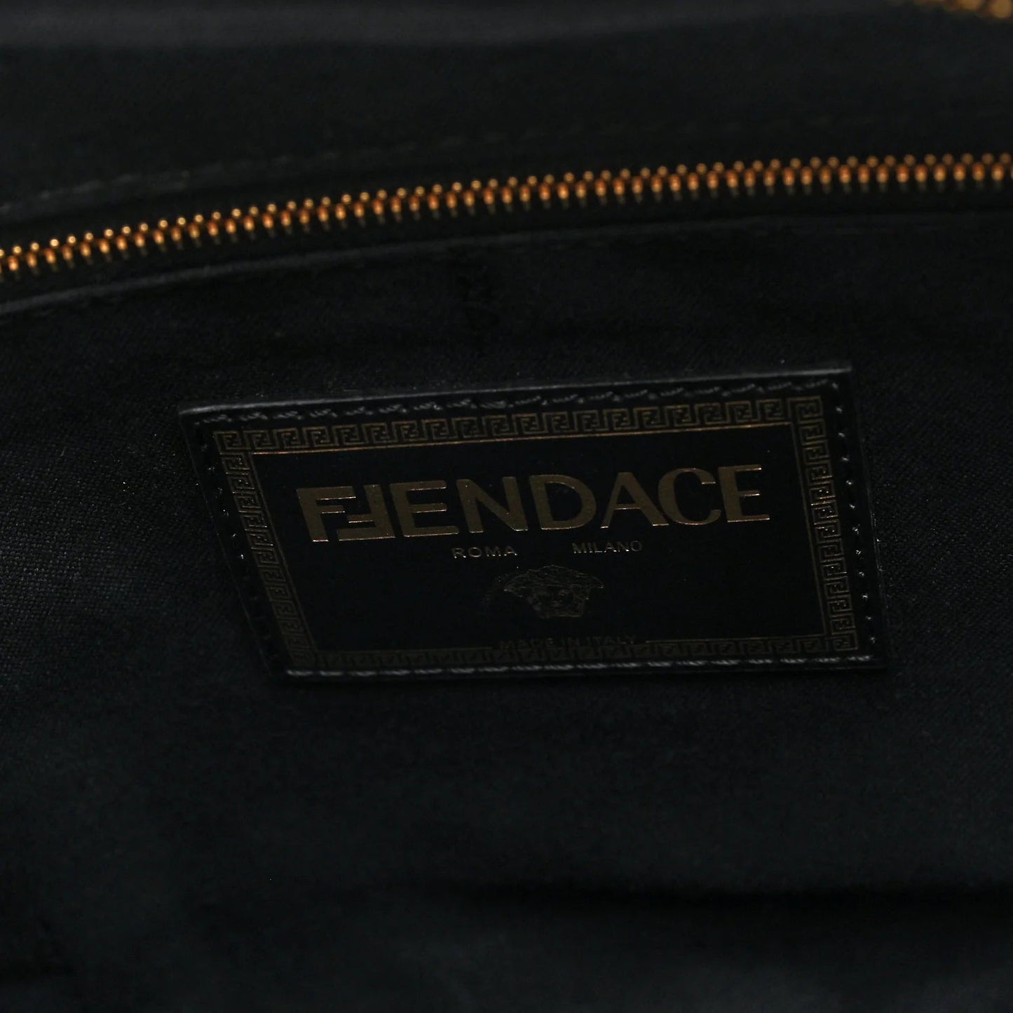 X VERSACE Nylon Cuoio Romano Fendace FF Baroque Belt Bag Black Gold