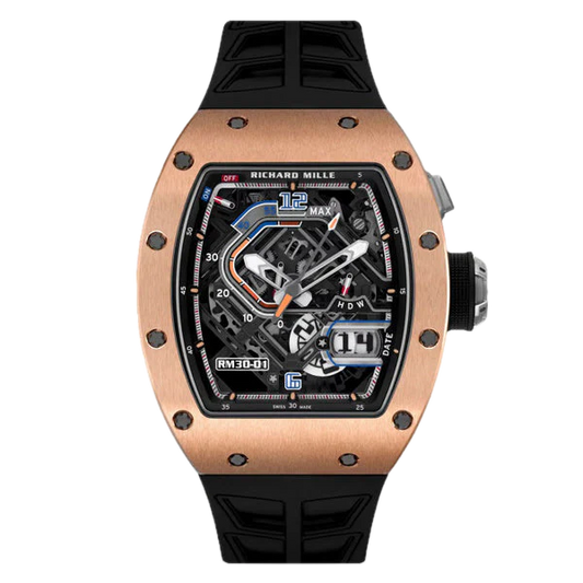Richard Mille RM30-01 Rose Gold 42.7 mm x 50 mm Transparent Dial 18k Rose Gold Rubber Strap