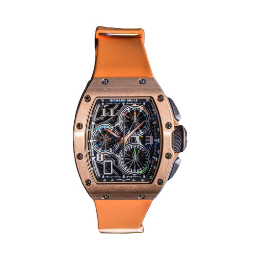 Richard Mille RM72-01 Automatic Winding Lifestyle Flyback Chronograph 38.40 mm x 47.34 mm Transparent Dial 18k Rose Gold and Ceramic Rubber Strap