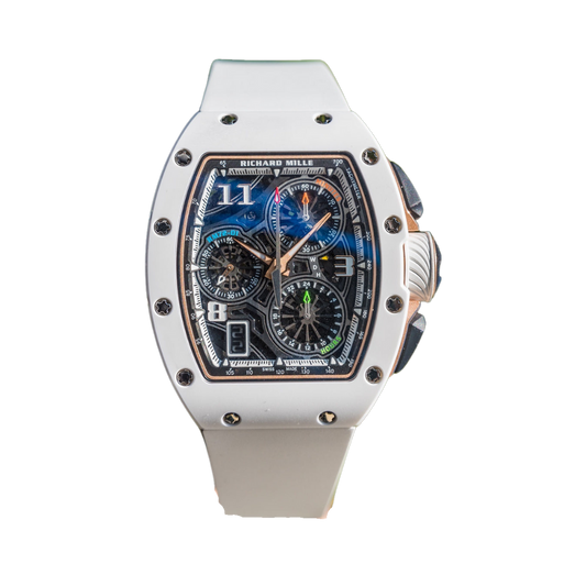 Richard Mille RM72-01 Automatic Winding Lifestyle Flyback Chronograph 38.40 mm x 47.34 mm Transparent Dial 18k Rose Gold and Ceramic Rubber Strap