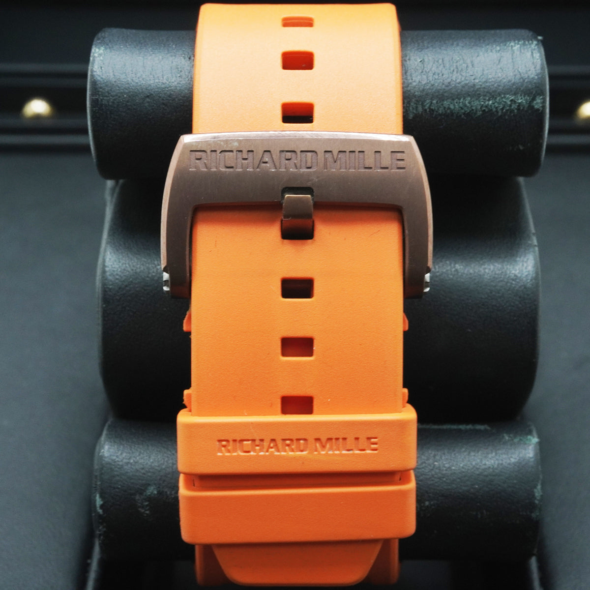RM028  Brown Titanium on Orange Rubber Strap with Skeleton Dial Pre-owned