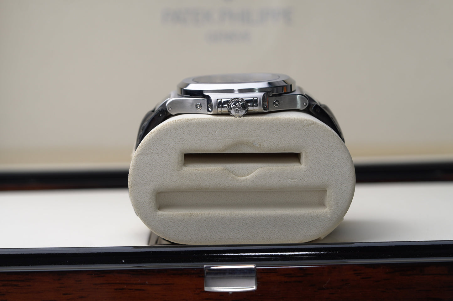 Patek Philippe Nautilus 40.5 mm Black Dial Stainless Steel   Leather Strap 5726A-001