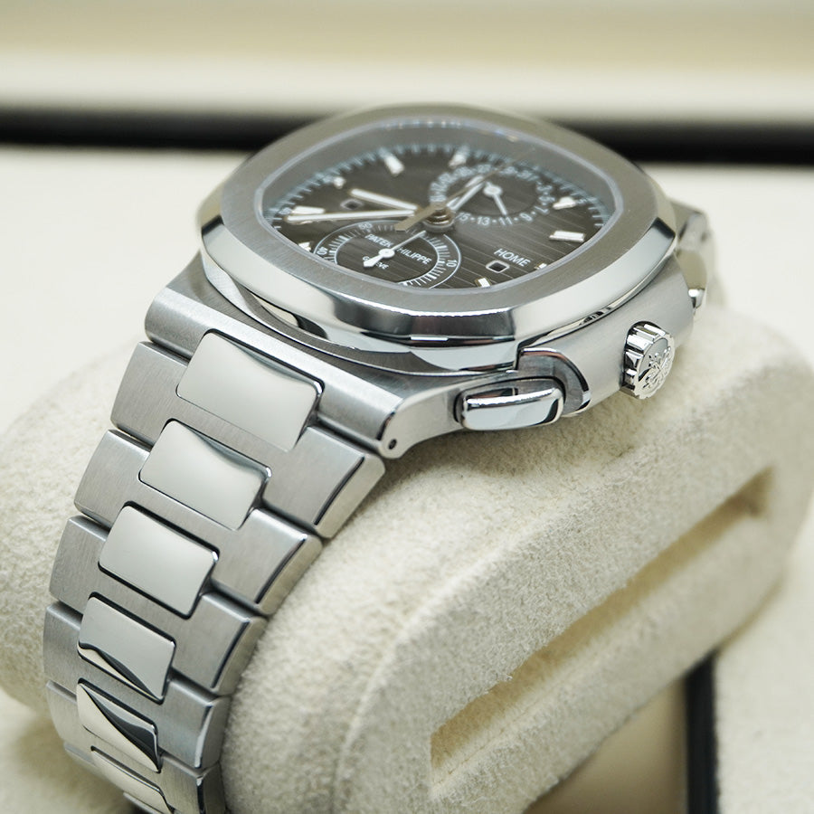 Patek Philippe Nautilus Travel Time Chronograph 40mm 5990/1A Black Dial NEW BUCKLE