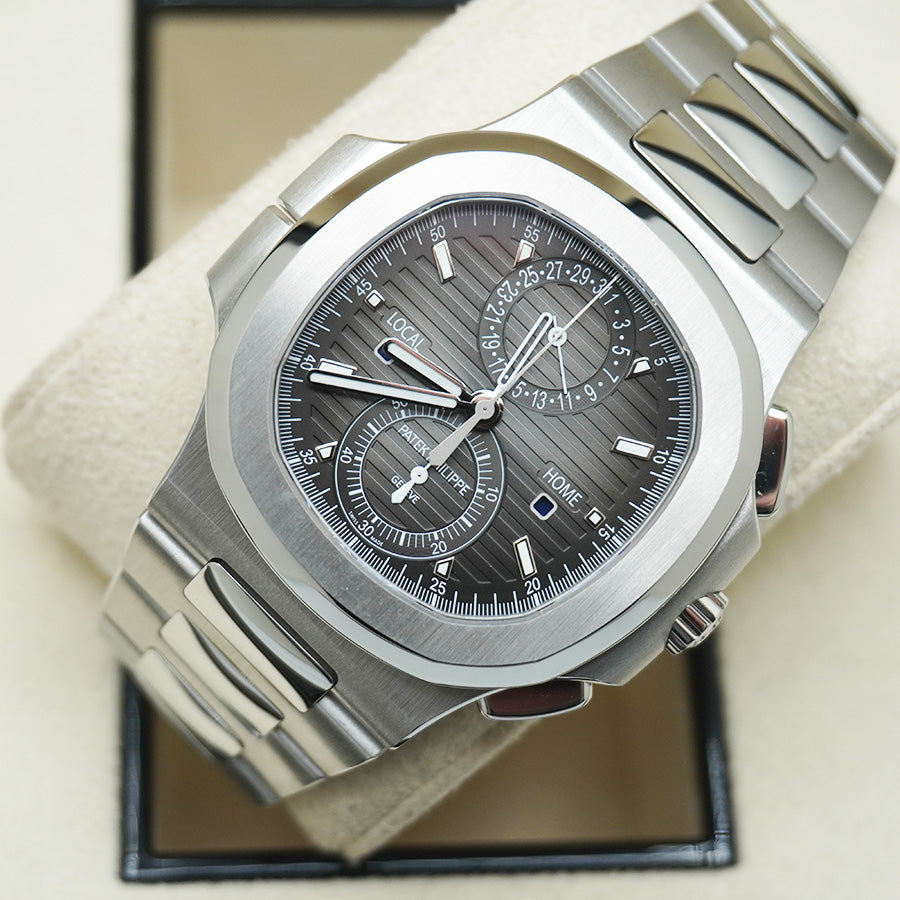 Patek Philippe Nautilus Travel Time Chronograph 40mm 5990/1A Black Dial NEW BUCKLE