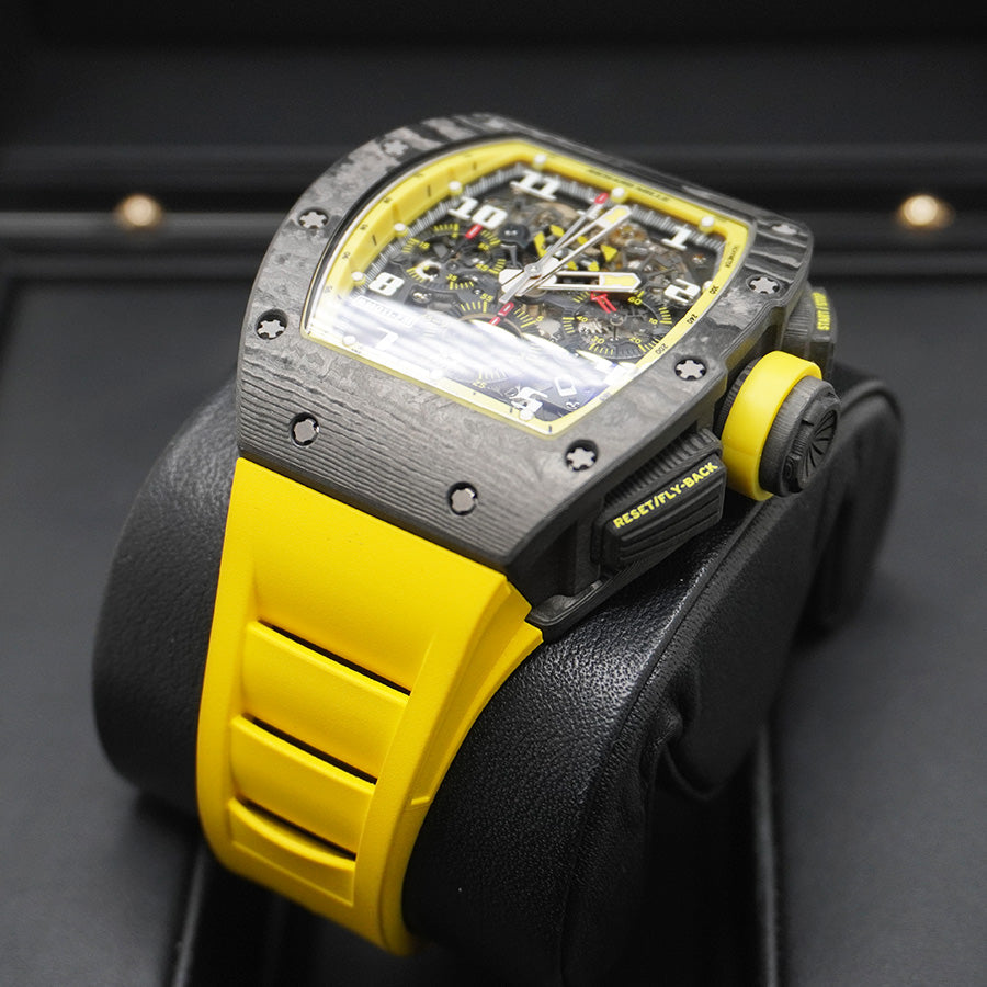 Richard Mille Chronograph RM11-FM Carbon Yellow Storm 50mm Openworked Dial