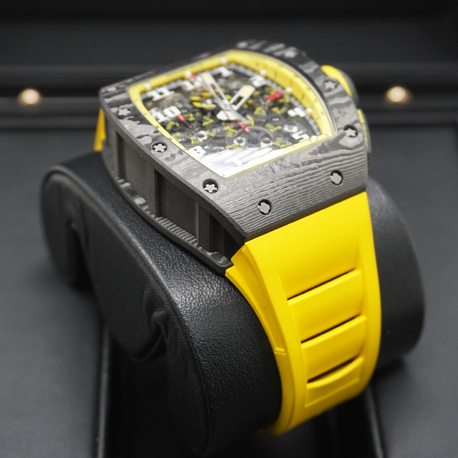 Richard Mille Chronograph RM11-FM Carbon Yellow Storm 50mm Openworked Dial