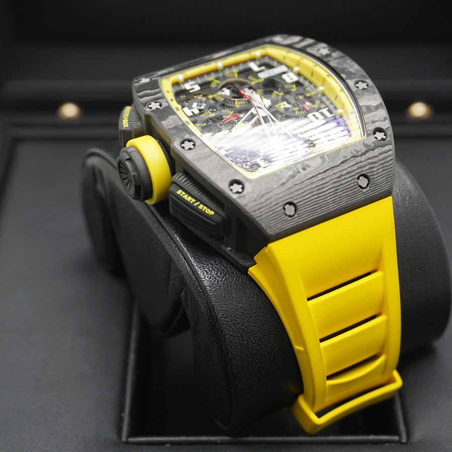 Richard Mille Chronograph RM11-FM Carbon Yellow Storm 50mm Openworked Dial