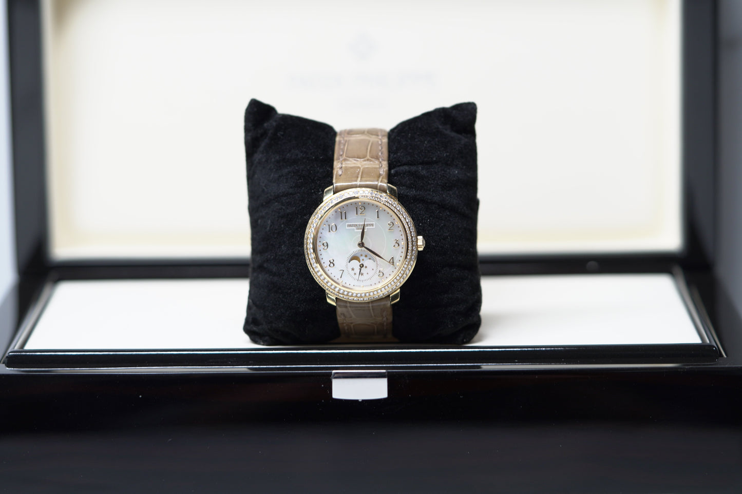 Patek Philippe Complications Moon Phase 33.3mm White Mother of Pearl Dial White Gold 4968G-010