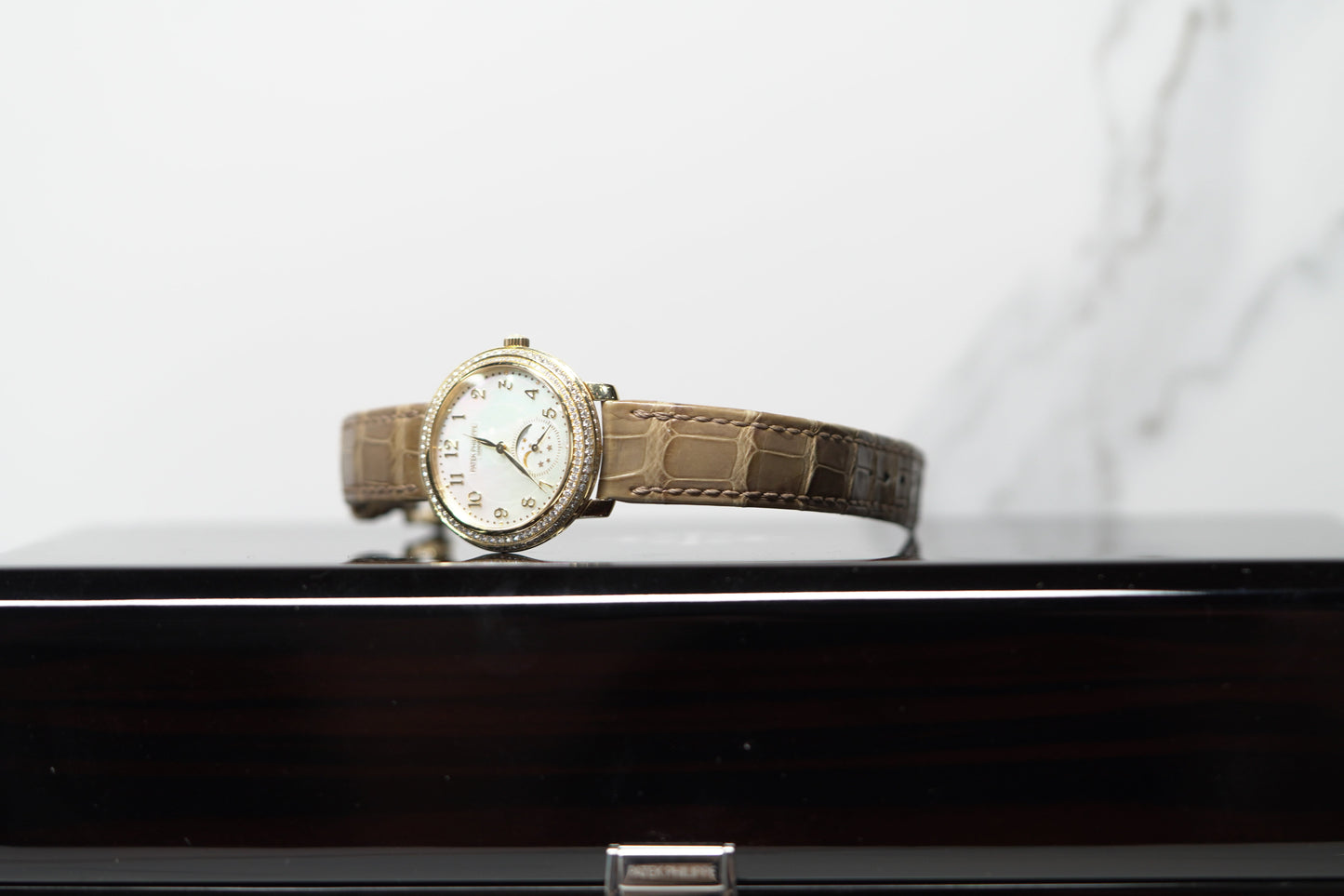 Patek Philippe Complications Moon Phase 33.3mm White Mother of Pearl Dial White Gold 4968G-010