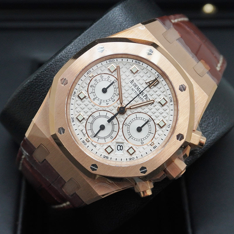 Audemars Piguet Royal Oak Chronograph 39mm Rose Gold White Dial  26022OR Pre-Owned
