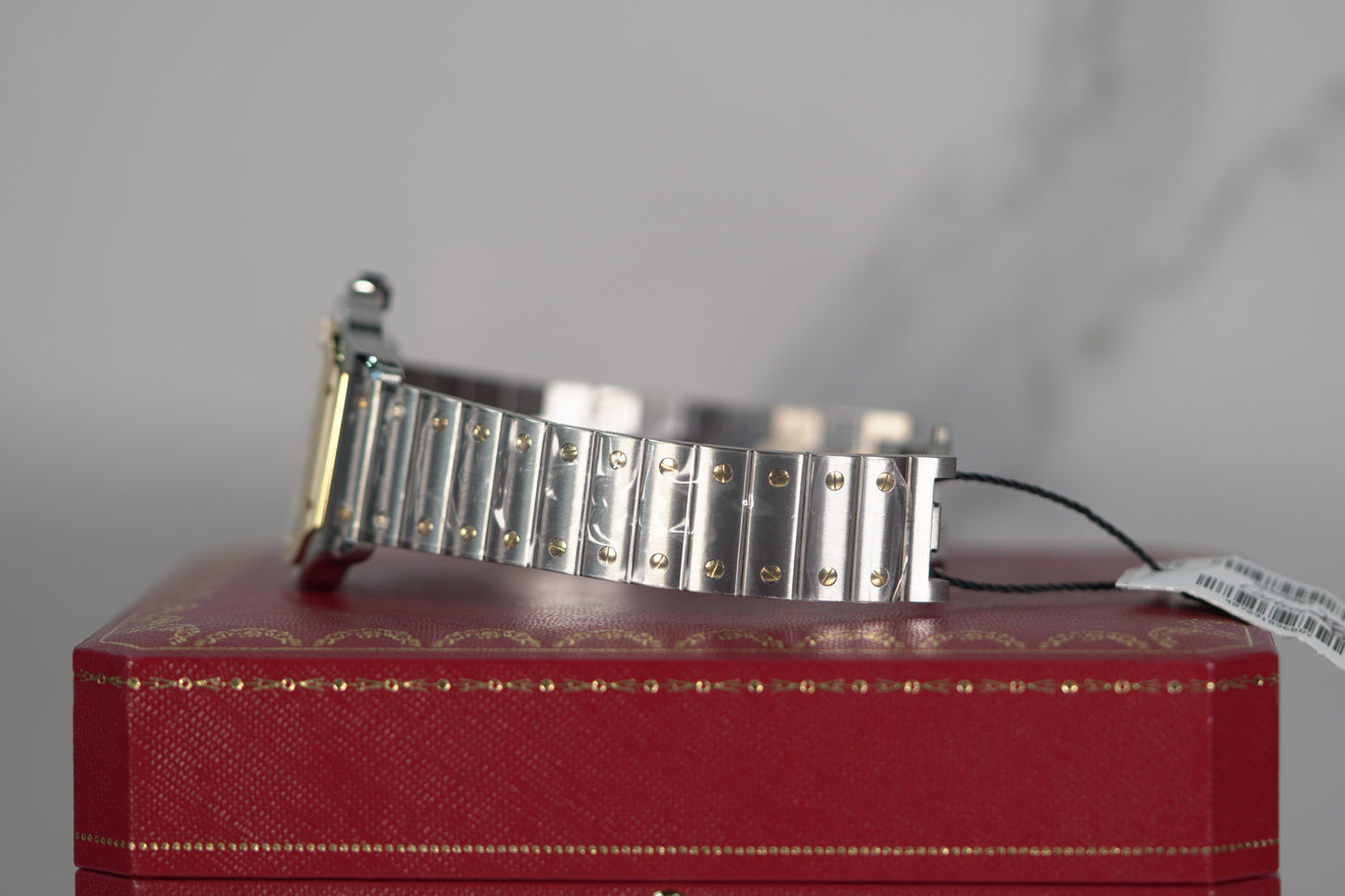 Cartier Santos Large 47.5 mm x 39.8 mm Yellow Gold Silver Dial Steel Bracelet W2SA0009