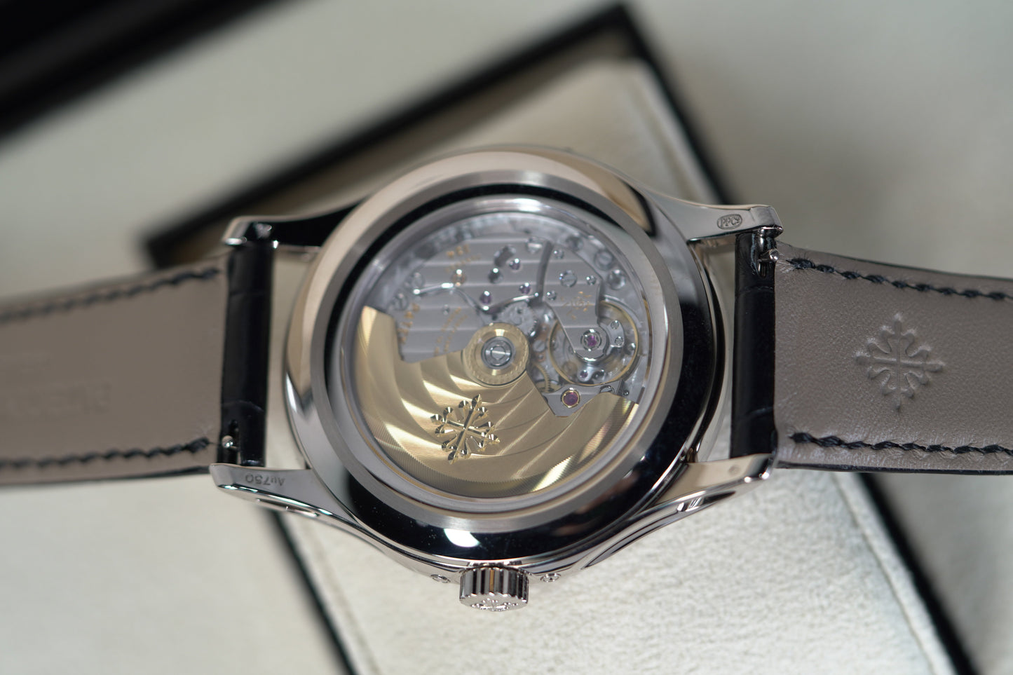 Patek Philippe Complications 40 mm Blue Dial 18K White Gold   Leather Strap 5205G-013