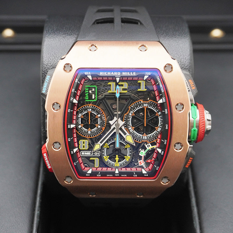 Richard Mille RM65-01 Automatic Winding Rose Gold Split Chronograph Open-Work Dial
