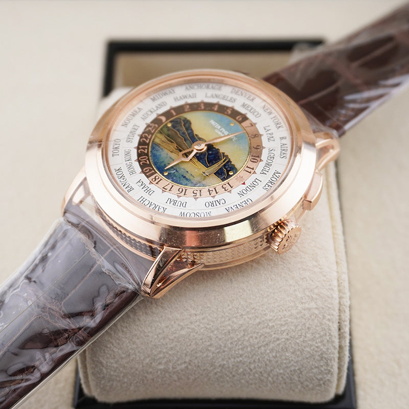 Patek Philippe World Time Complication 40mm 5531R Cloisonné Enamel Center Lavaux Landscape Dial