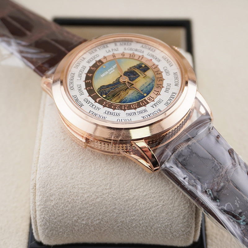 Patek Philippe World Time Complication 40mm 5531R Cloisonné Enamel Center Lavaux Landscape Dial