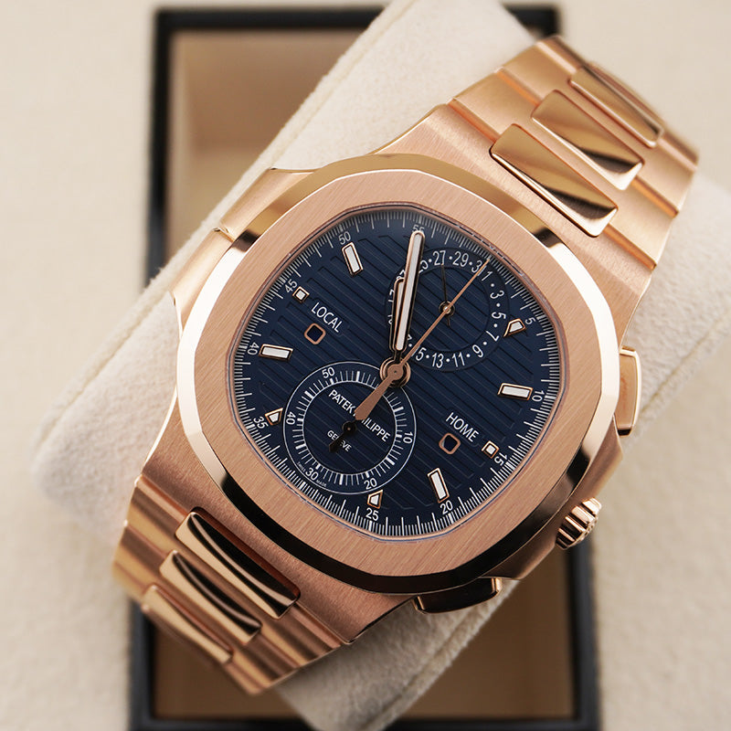 Patek Philippe Nautilus Travel Time Chronograph 40mm 5990-1R-001 Blue Dial