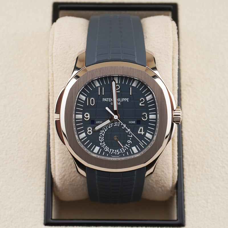 Patek Philippe Aquanaut White Gold Travel Time Baby Blue Dial 5164G-001