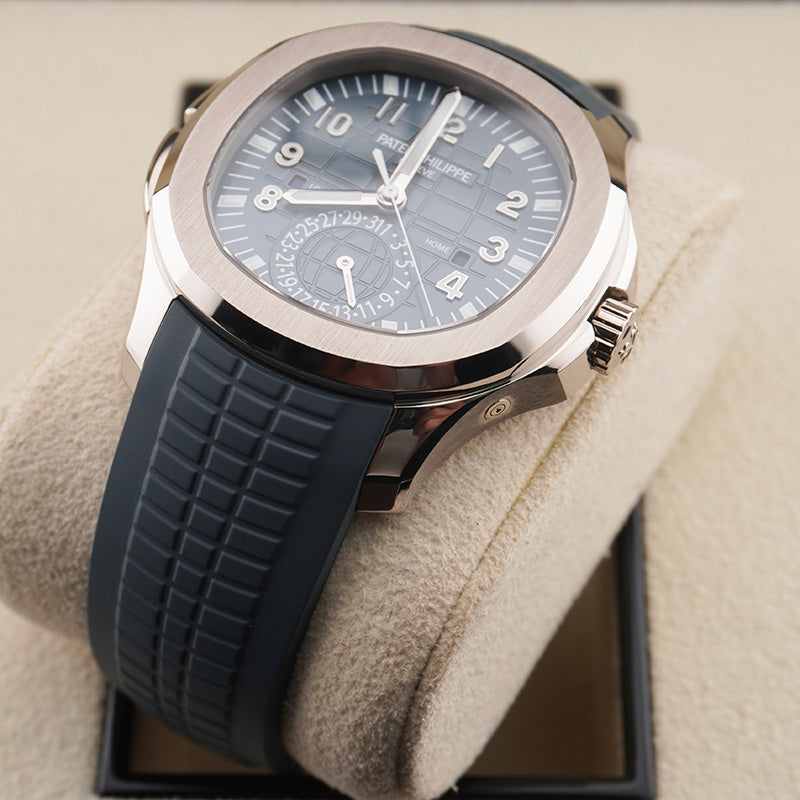 Patek Philippe Aquanaut White Gold Travel Time Baby Blue Dial 5164G-001