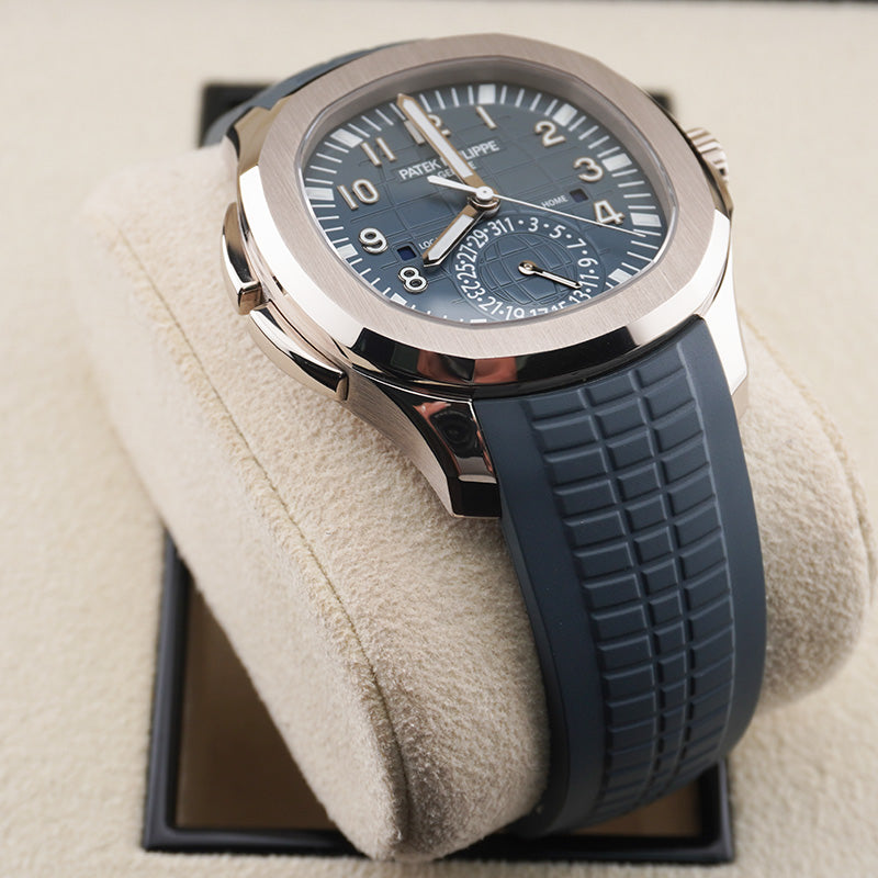 Patek Philippe Aquanaut White Gold Travel Time Baby Blue Dial 5164G-001