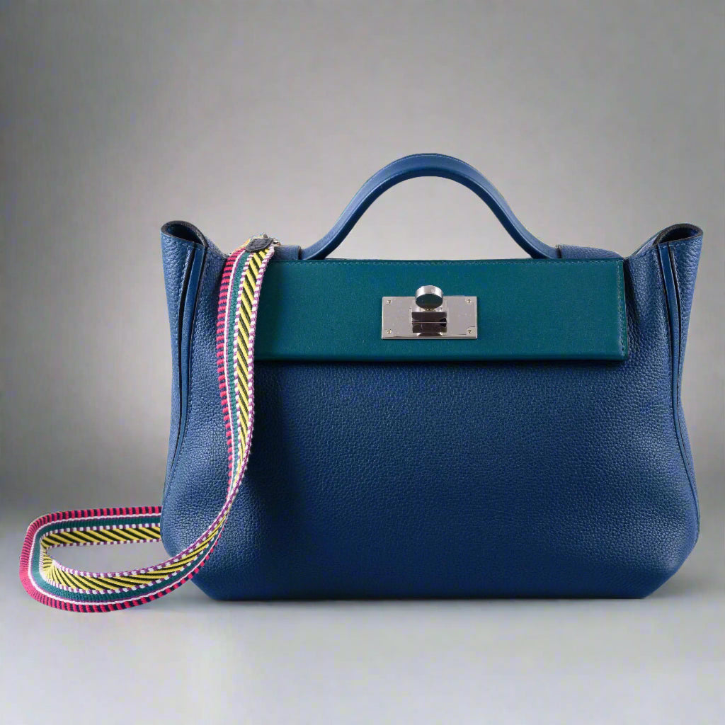 Hermès 24/24 29 Deep Blue Togo and Vert Bosphore Swift Palladium Hardware