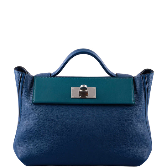 Hermès 24/24 29 Deep Blue Togo and Vert Bosphore Swift Palladium Hardware