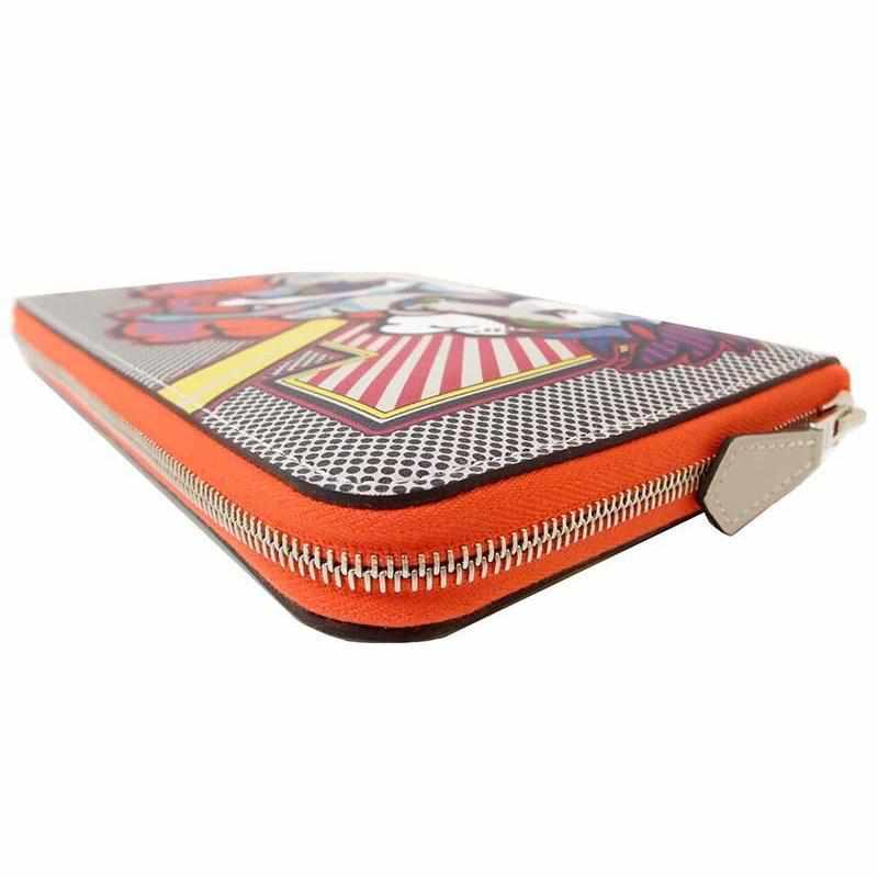 Hermès Azap Long Pegasus Pop Orange Swift Zip Around Wallet