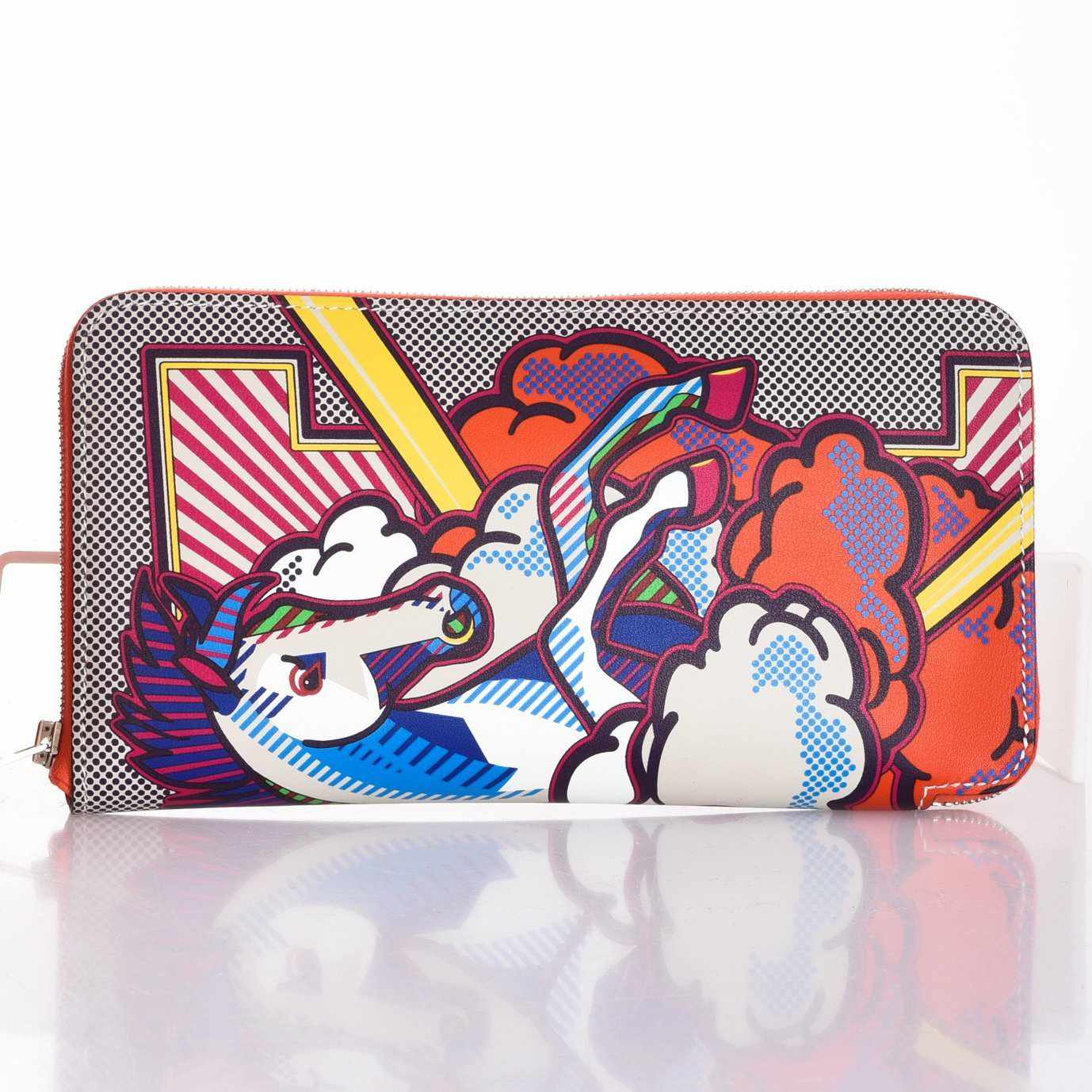 Hermès Azap Long Pegasus Pop Orange Swift Zip Around Wallet