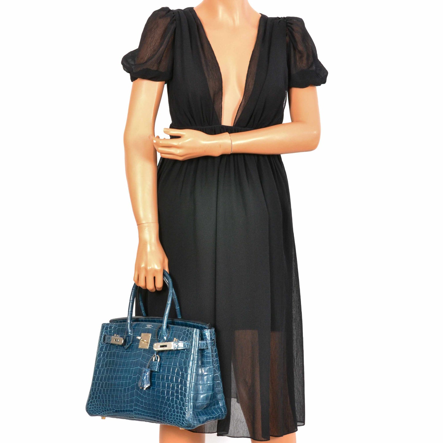 Hermès Birkin 30 Bleu Colvert Niloticus Crocodile Palladium Hardware