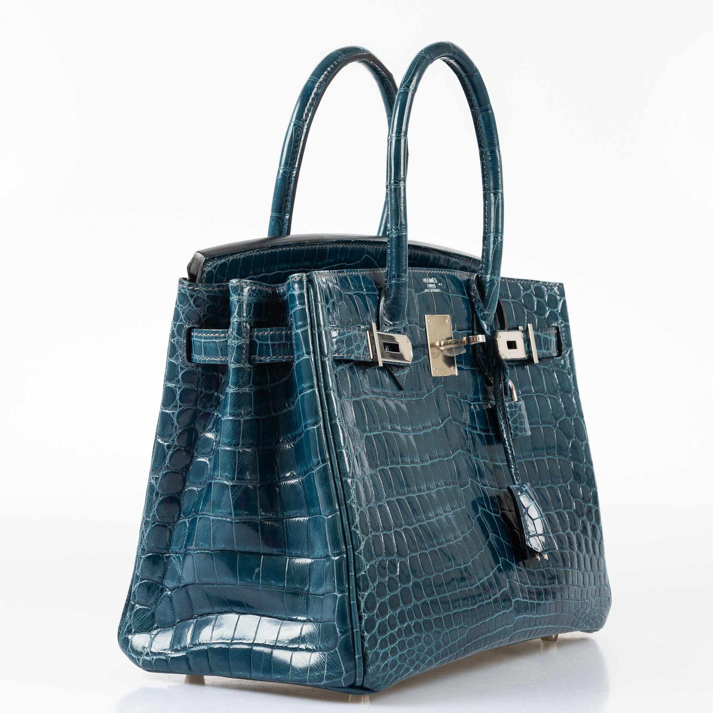 Hermès Birkin 30 Bleu Colvert Niloticus Crocodile Palladium Hardware
