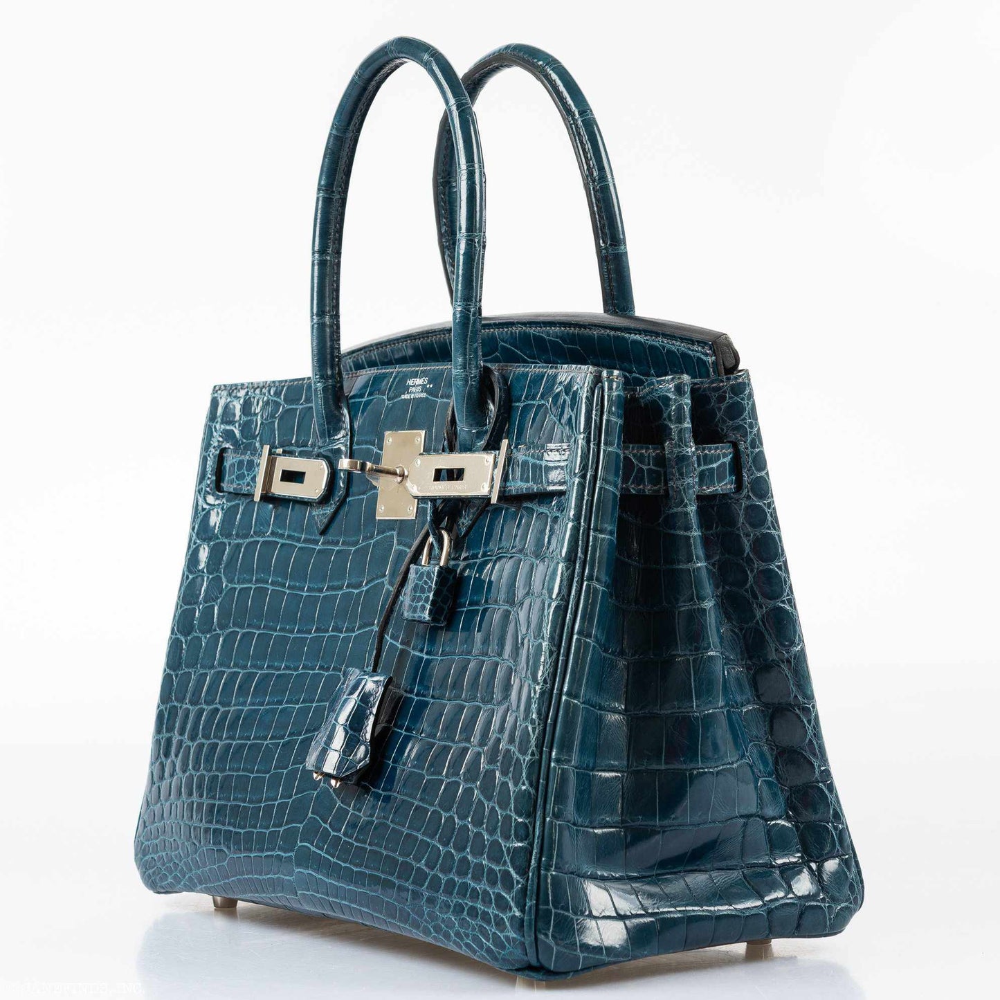 Hermès Birkin 30 Bleu Colvert Niloticus Crocodile Palladium Hardware