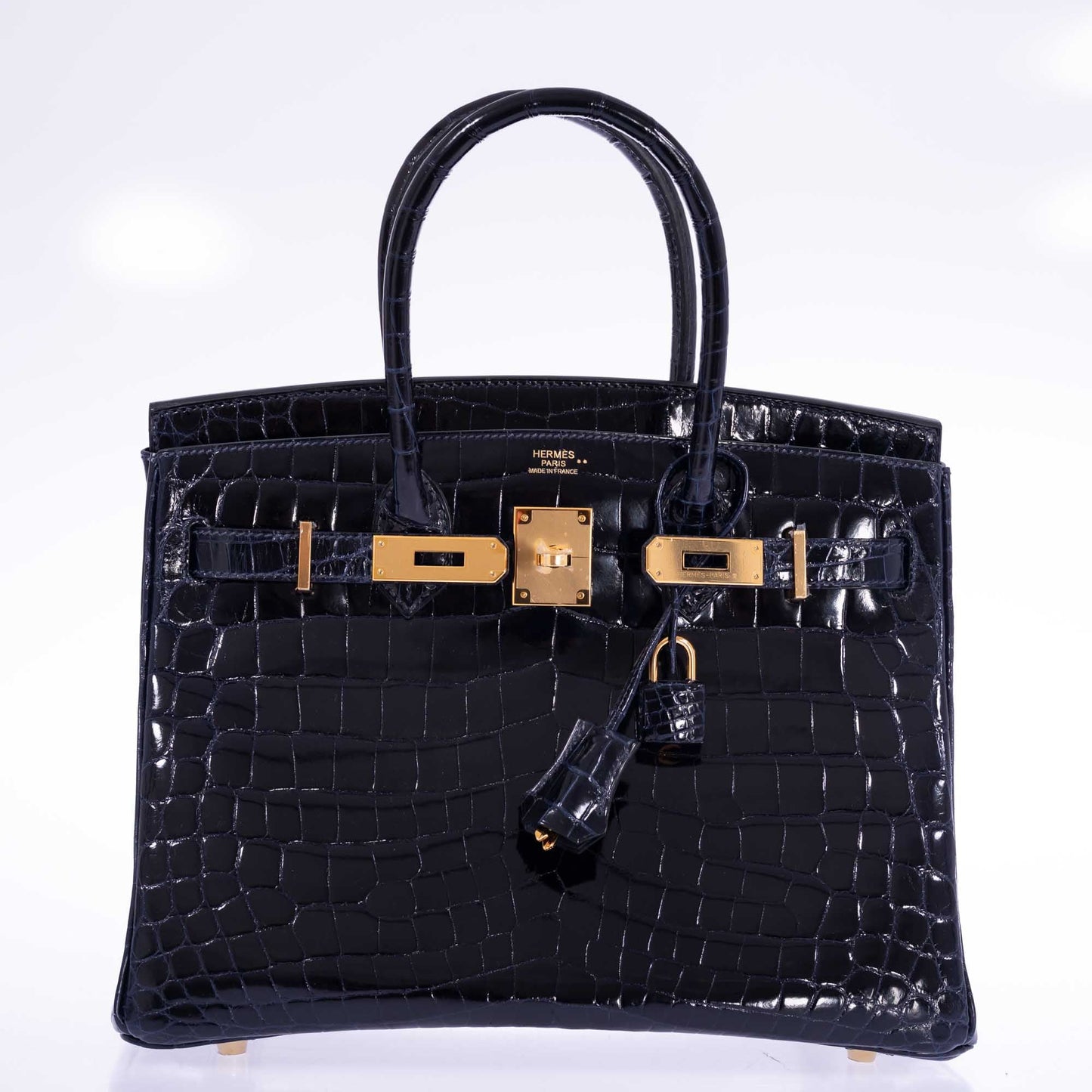 Hermès Birkin 30 Bleu Marine Shiny Niloticus Crocodile Gold Hardware